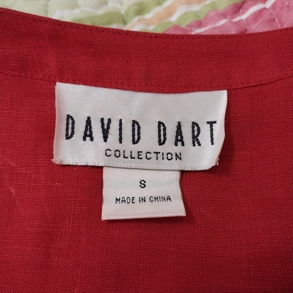 🔵BOGO FREE🔵 David Dart 100% Linen Embroidered Long Sleeve Top Sz S - Picture 3 of 5